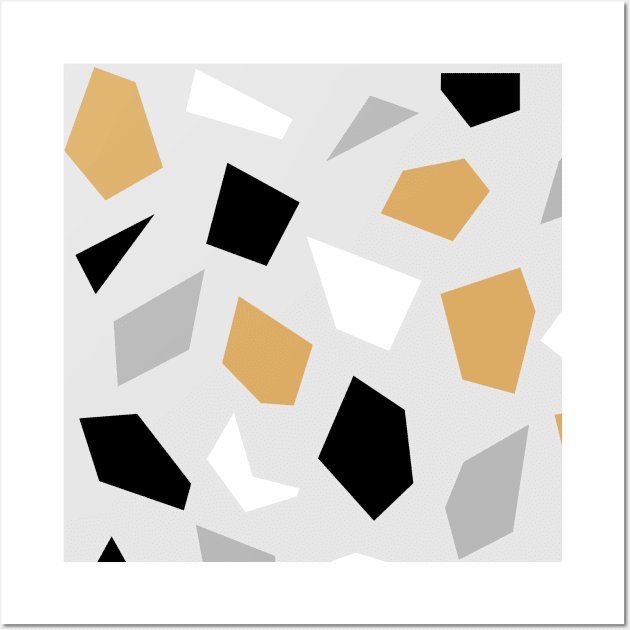 Gold, black, white and grey mosaic seamless repeat pattern image. Wall Art by LizzyizzyDesign